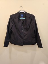 NWT Women's Doncaster Collection Black Pinstripe Blazer Lined Size 16P