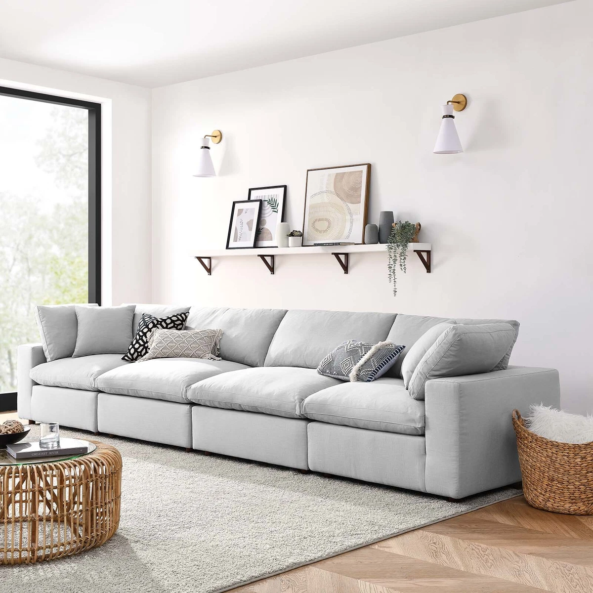 Overstuffed sectional 2024 sofa with chaise