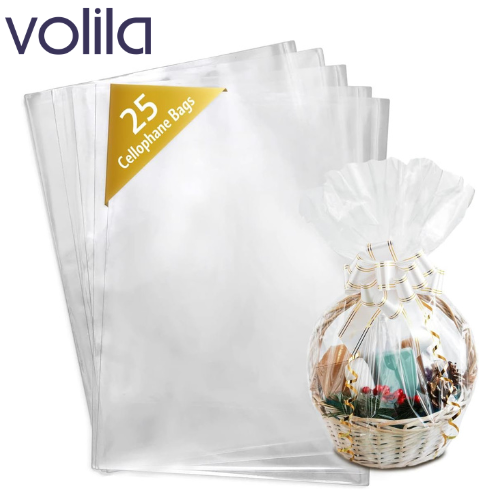 Large Clear Hamper Bags 100x70cm Gift Wrap for Baskets, Flowers, Food 25  Pack