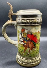 Original Gerzit Gerz West Germany Pictorial Beer Stein – Horses Design