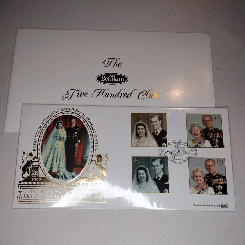 Royal Golden Wedding 22ct Gold First Day Cover Windsor Stamp Queen & Philip FDC - Image 2 of 4