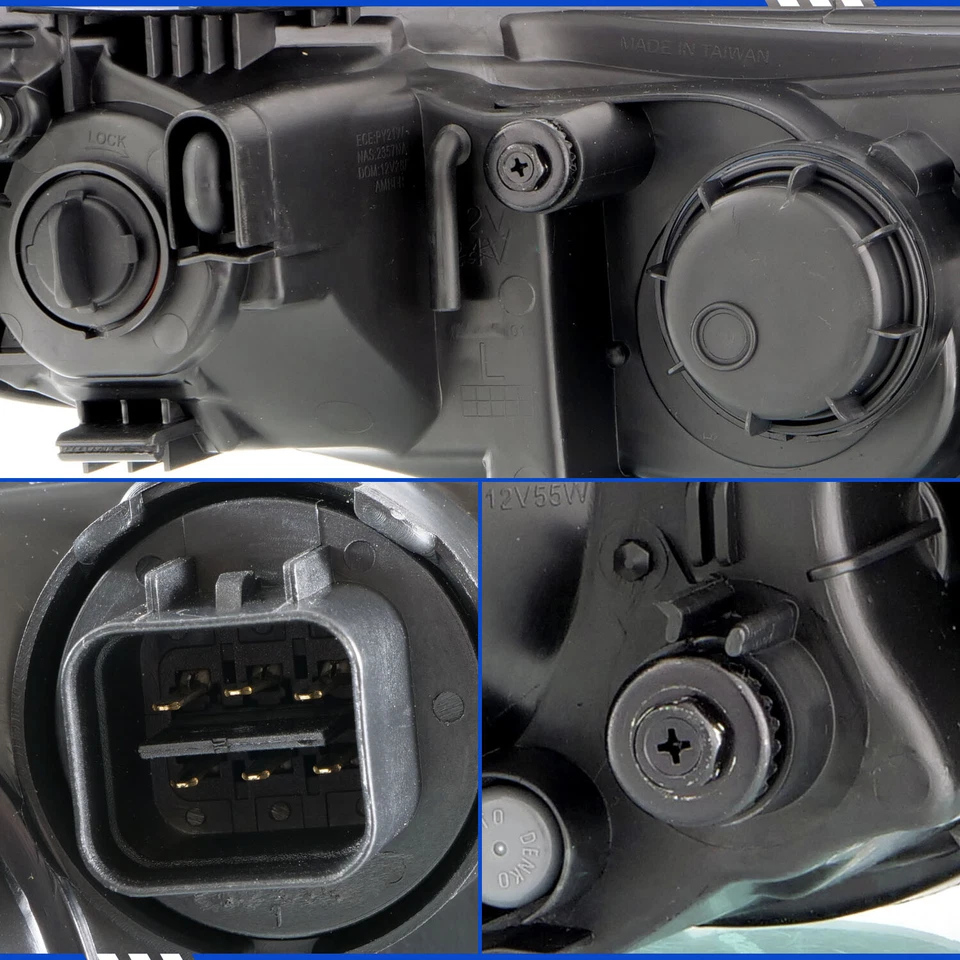 For 2010 2011 2012 2013 Kia Forte LED Halos Bar Black Headlights Left+Right Set - Image 4 of 4