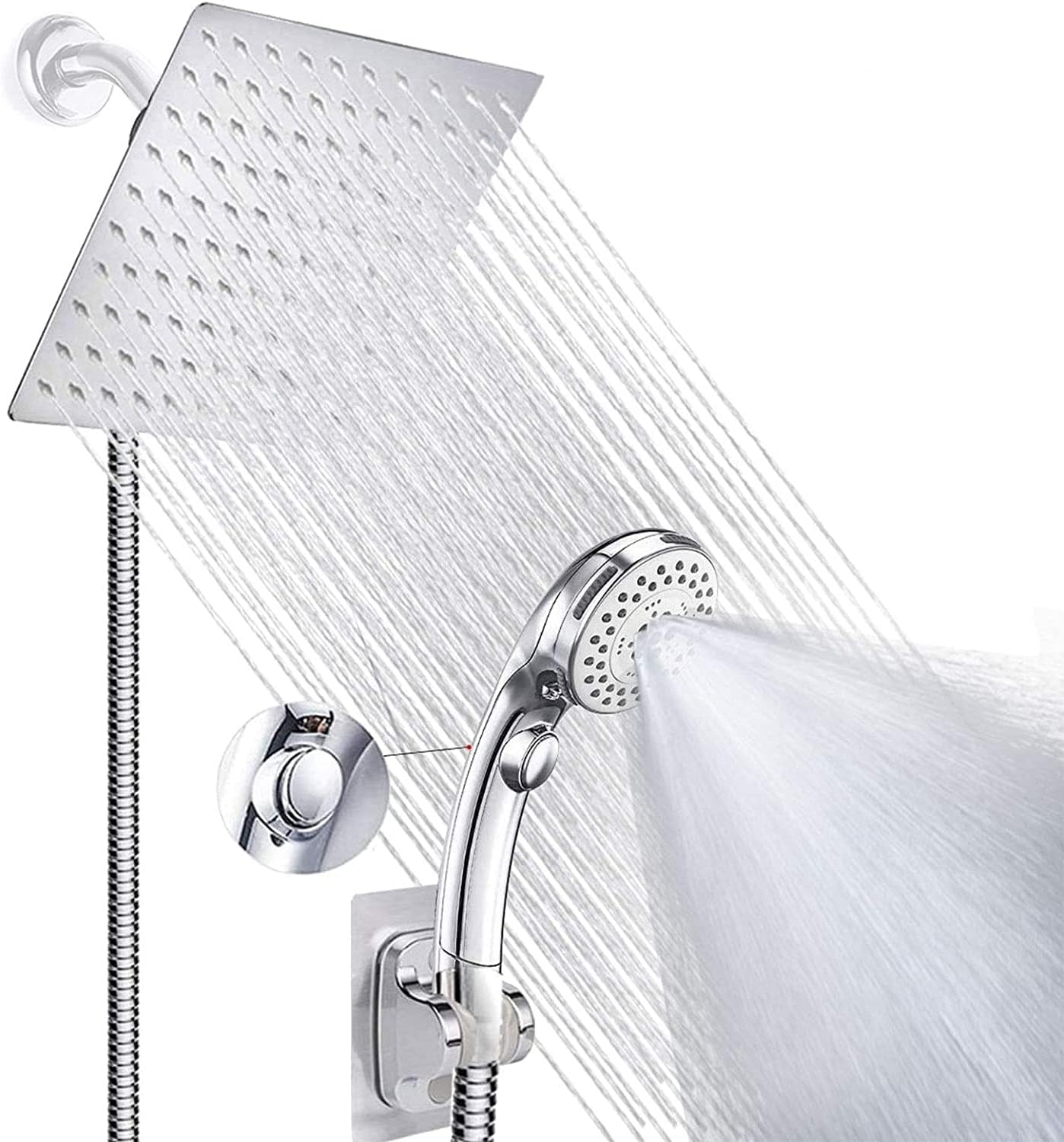 Shower Head with Handheld, High Pressure 8'' Rainfall Stainless Steel Handheld S