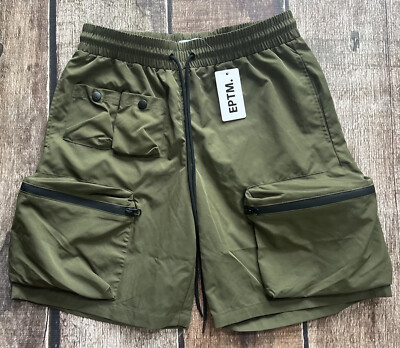 EPTM EPITOME TRADING SHORTS WATERPROOF ZIPPER SHORTS OLIVE GREEN MENS MEDIUM 32
