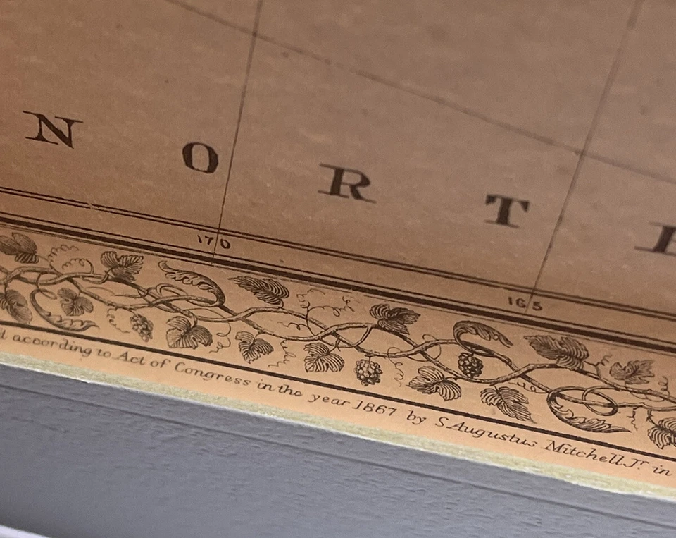 Antique Augustus Mitchell 1867 Original Hand Colored Map Alaska 13 x 15 RARE - Image 4 of 4
