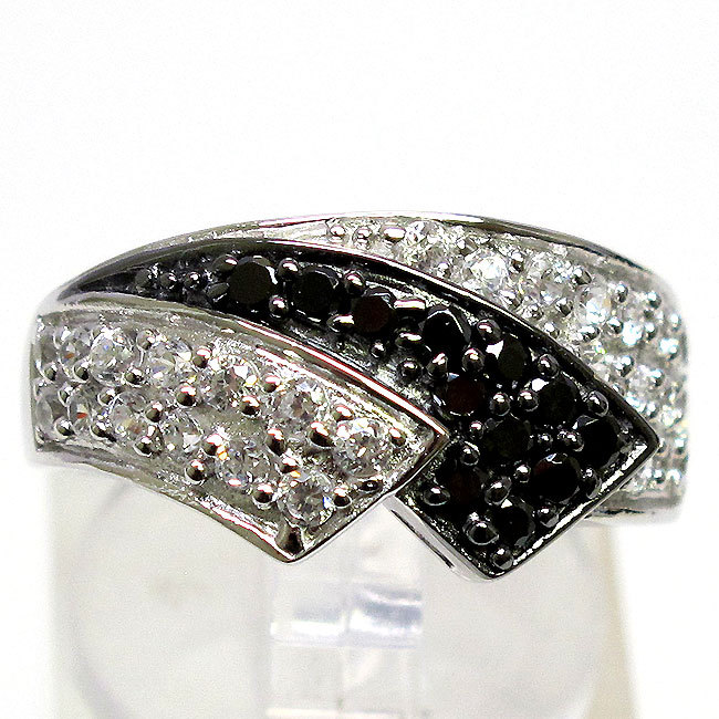 【BLACKPURPLE】[BLACKLABEL] PAVE CRYSTAL RING silver925 Gem Treasures Sterling Silver Pave Black Spinel Dome Ring