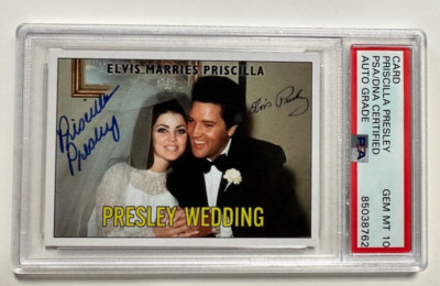 Priscilla Presley Autographed Set Card w/ Elvis PSA/DNA GEM MINT
