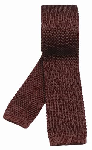 Corbata tejida de color liso para hombre ajustada formal extremo plano inteligente talla única marrón óxido - Imagen 2 de 4