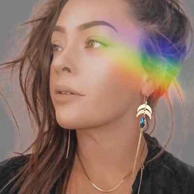 Double Moon& Chain Tassel Drop Earrings