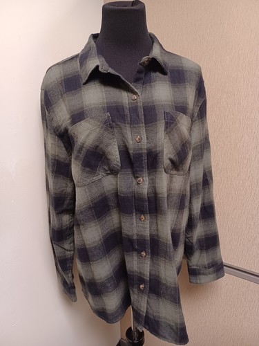 C1 NWT A.N.A. Juniors Blurred Plaid Olive Size XL