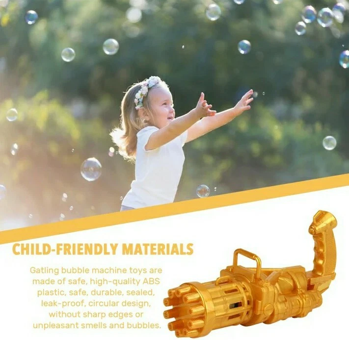 Pistola De Burbujas Eléctrico Su Y Luz 10 Agujeros Juguete Niño Lleno Air - Imagen 3 de 4