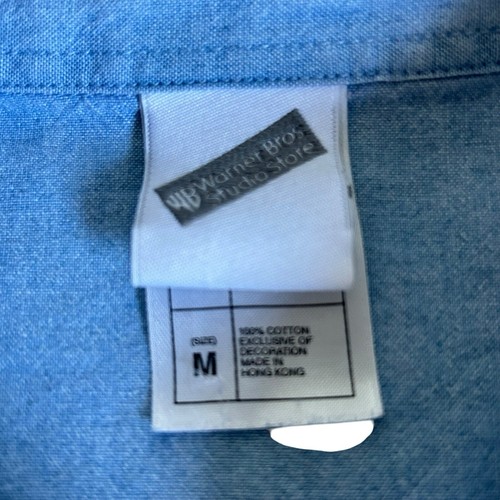 Warner Bros Studio Store Tweety Bird Vintage Size Medium Blue Denim Shirt 90s - Picture 7 of 9
