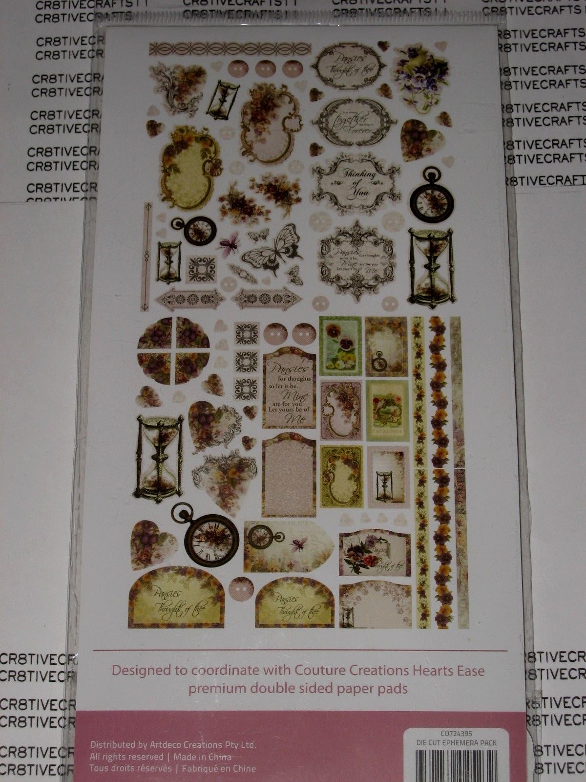 COUTURE CREATIONS DIE CUT EPHERMERA PACK FOR FLORAL SCRAPBOOK CARDS