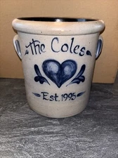 Vintage Rowe Pottery Works 1995 8” Salt Glaze Crock The Coles Est 1995