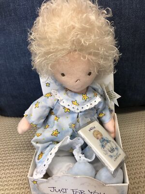 Rare Ty Angeline  Doll just for you blue star nightgown with book free shipping