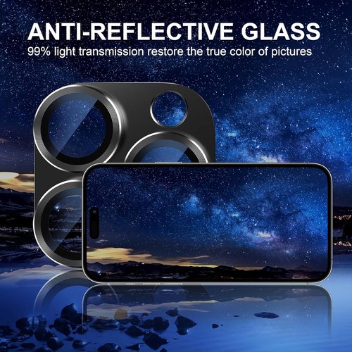 For iPhone 16 Pro Max/ 16 Pro Tempered Glass Metal Camera Lens Protector Cover - Picture 5 of 35