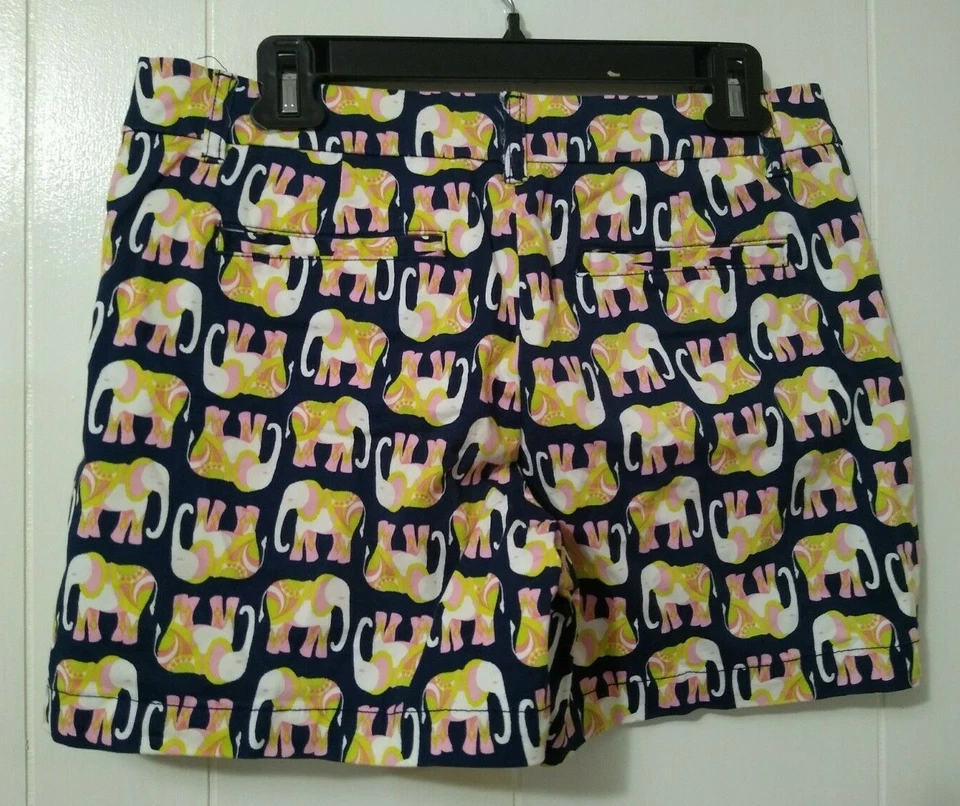 Pantalones Cortos Para Mujer Crown & Ivy Azul Rosa Verde Estampado Elefante Talla 6 Foto 2 de 4