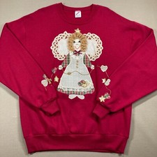 Vintage 80's Jerzees Red Ugly Christmas Sweatshirt Size L