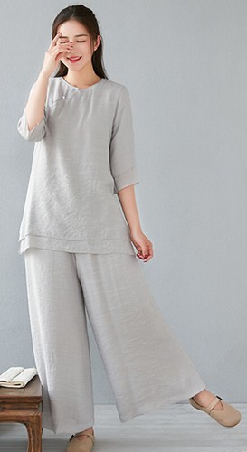 Chinese Tradition Women YOGA Fitness Tai Chi Zen Tea Art Specialist Clothes - Picture 2 of 11