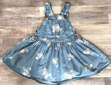 OshKosh Bgosh Girls Floral Roses Denim Overall Dress Vestbak Size 3T