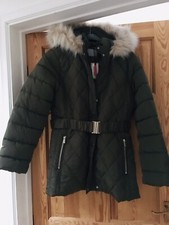Oasis Women Ladies New Warm Padded Faux Fur Hooded Puffer Coat/jacket Belt