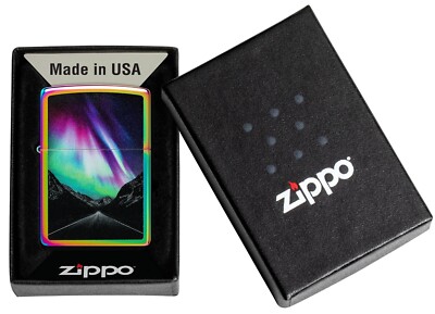 Original Zippo Feuerzeug 46236 NORTHERN LIGHTS AURORA ROAD MEHRFARBIG METALL NEU IN OVP