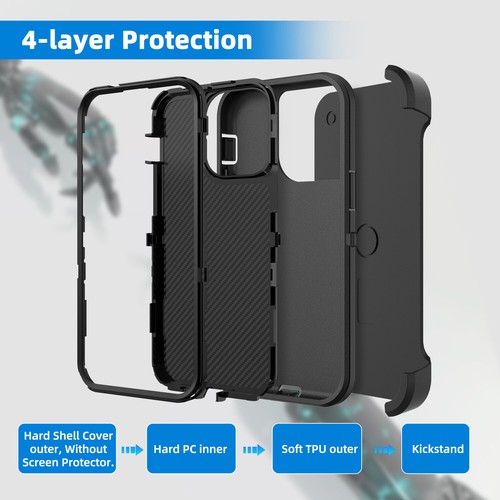 Funda/Funda con clip para cinturón resistente resistente a prueba de golpes para iPhone 13 14 Pro Max Plus - Imagen 8 de 36