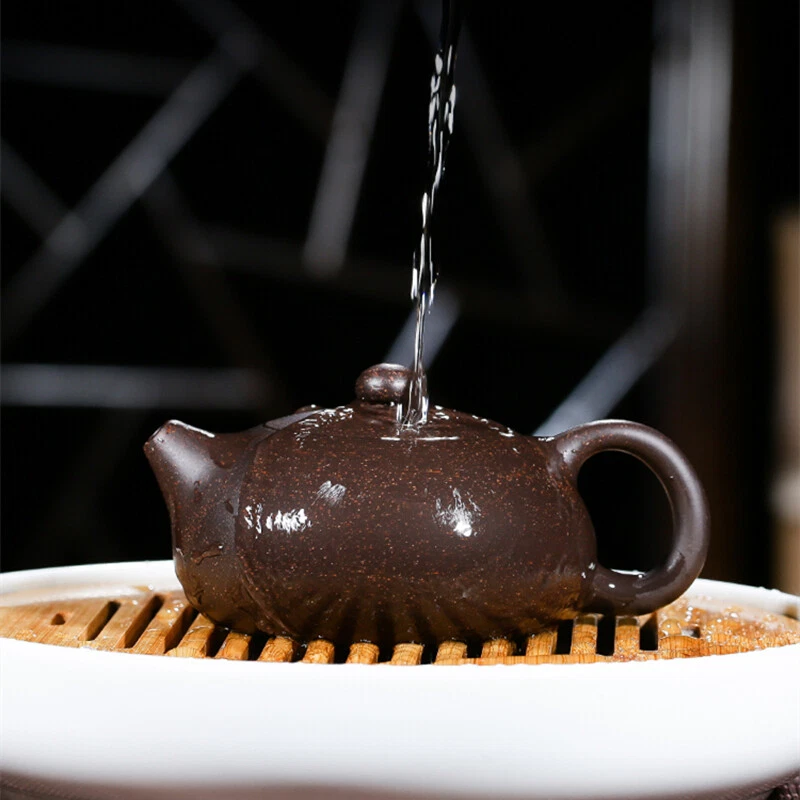 Marked Xishi Tea Pot Real Yixing Zisha Black Galaxy Clay Pot Handmade Ball Holes - Image 3 of 4