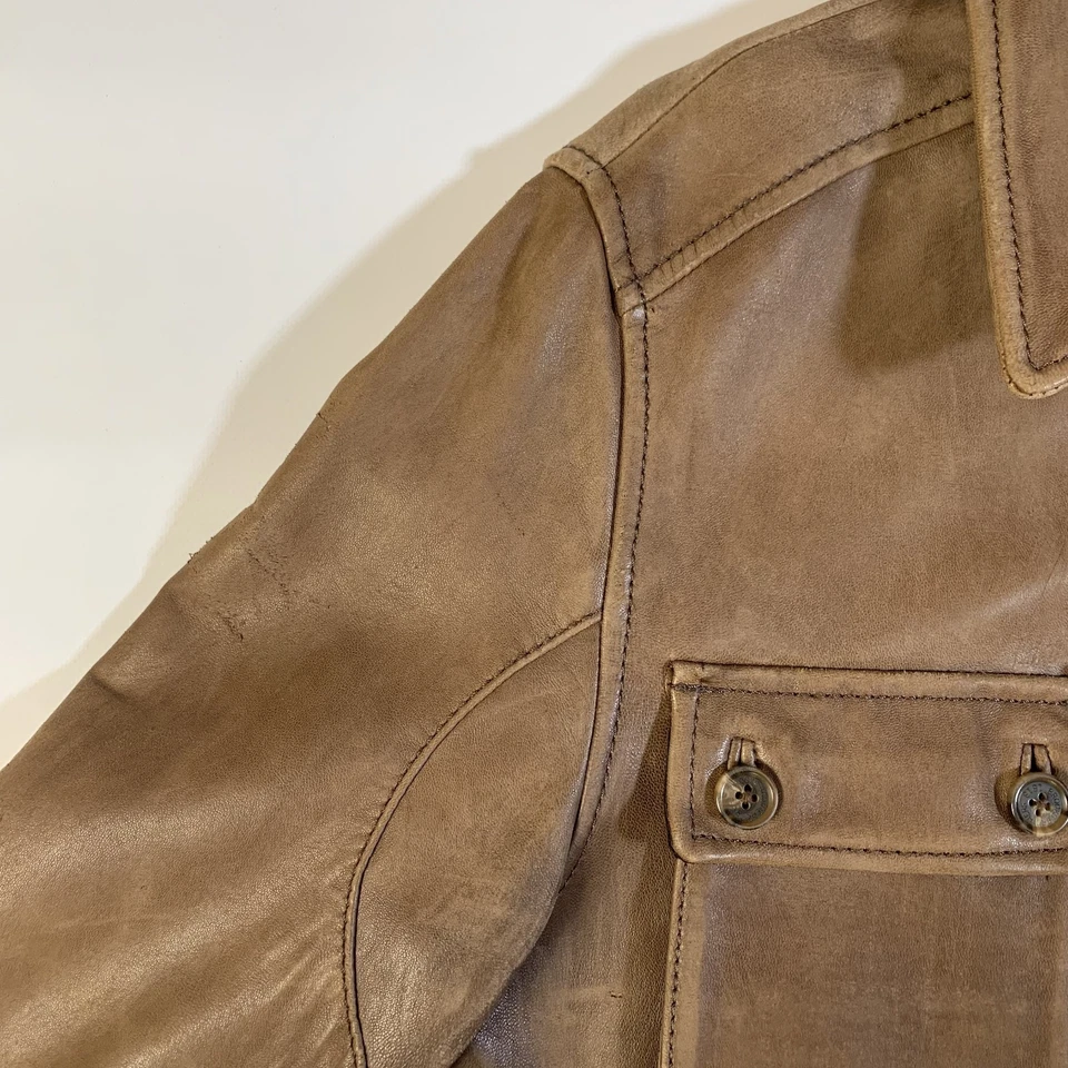 Brooks Brothers Genuine Leather Field Jacket Brown Men’s S – Vintage Style - Image 3 of 4