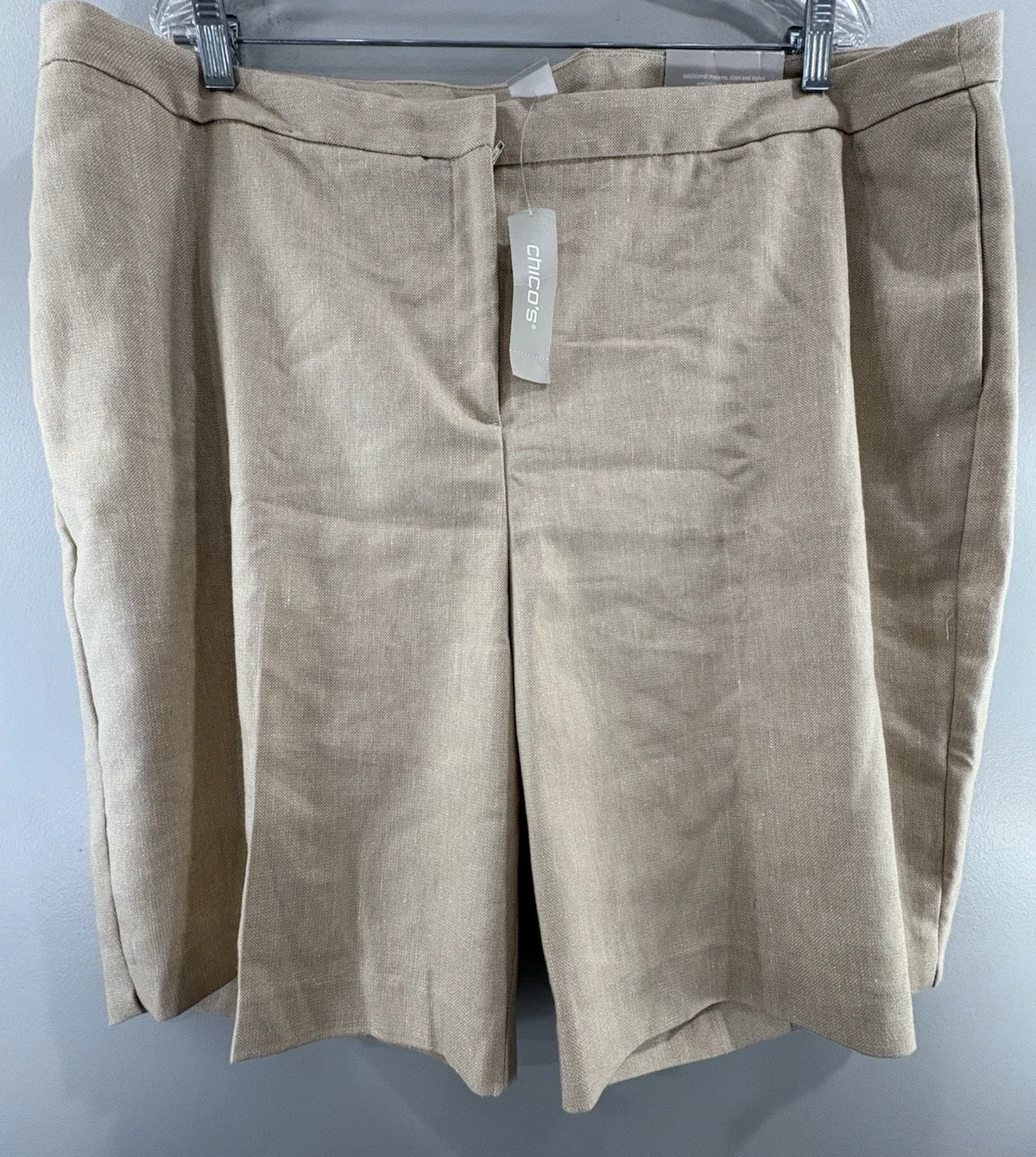 Chico's Women's Size 4 (US-20) NWT Linen Blend Shorts 10" Tan Beige