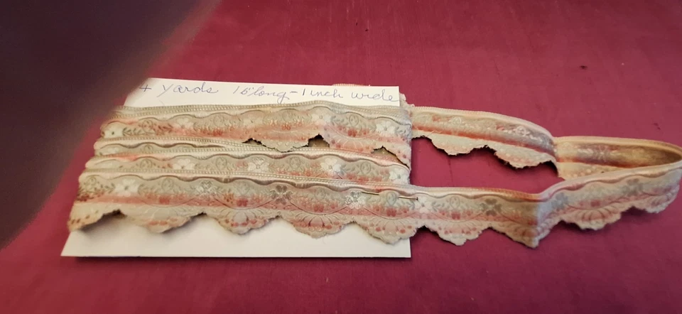 Vintage Embroidered Rayon Silk Trim 4 Yds. 16" Long & 1" Wide made in France - Image 2 of 2