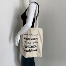 Brooklinen Unisex Tote Bag Grocery Travel Beige Logo 100% Cotton