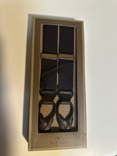 NEW Trafalgar Hudson Men  s Suspenders Navy Blue Woven Nylon Braces Button End OS