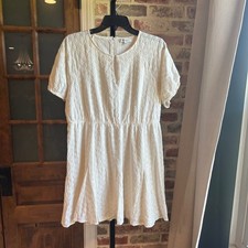 Madewell Dress Womens White Floral Eyelet Short Sleeve Mini Boho Summer Size 12