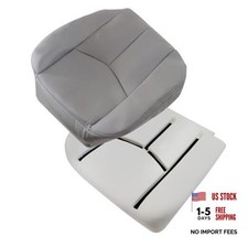 2PCS Driver Side Bottom Microfiber Leather Seat Cover Seat Foam Cushion Gray