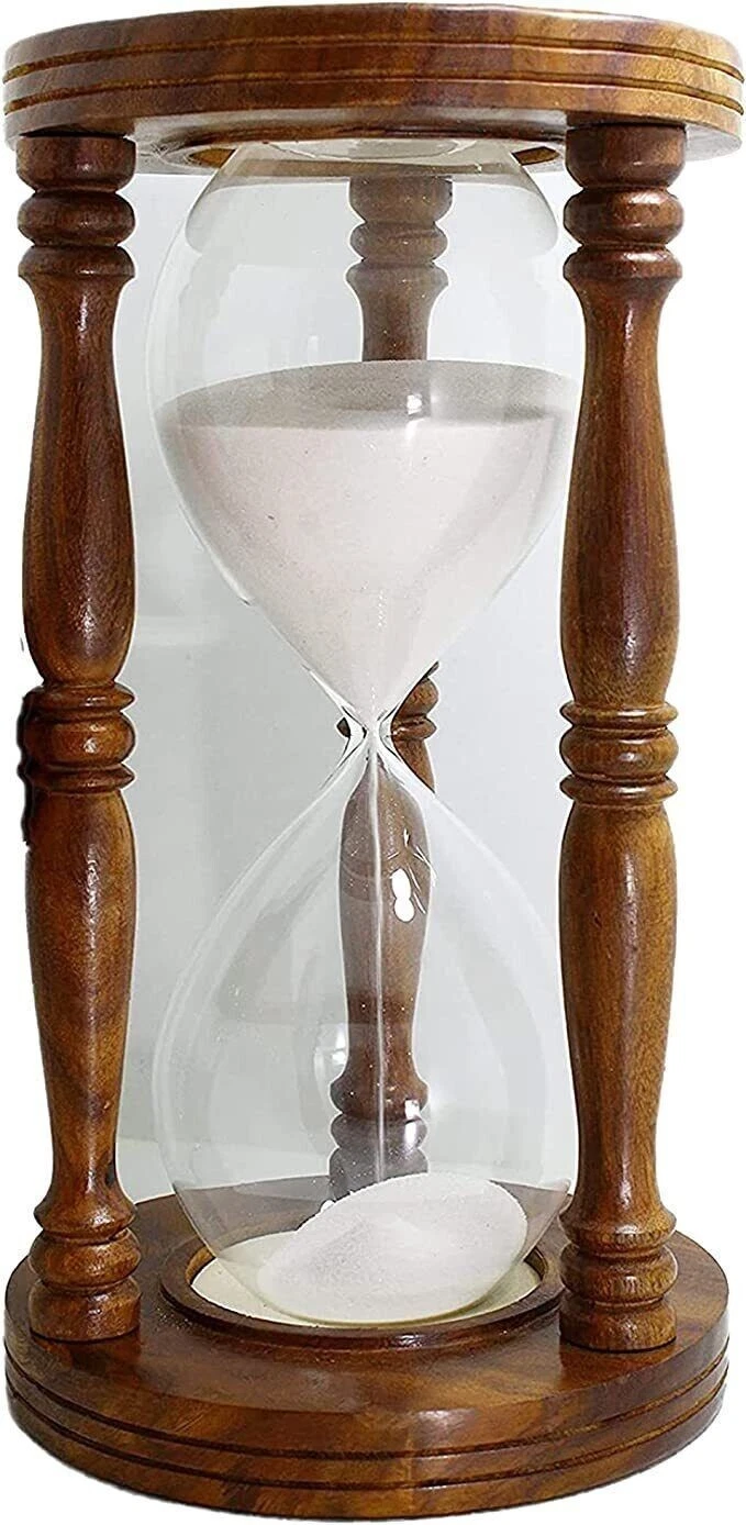 Handmade Wooden Hourglass 60 Minute Sand Timer Vintage Desk Decor Gift
