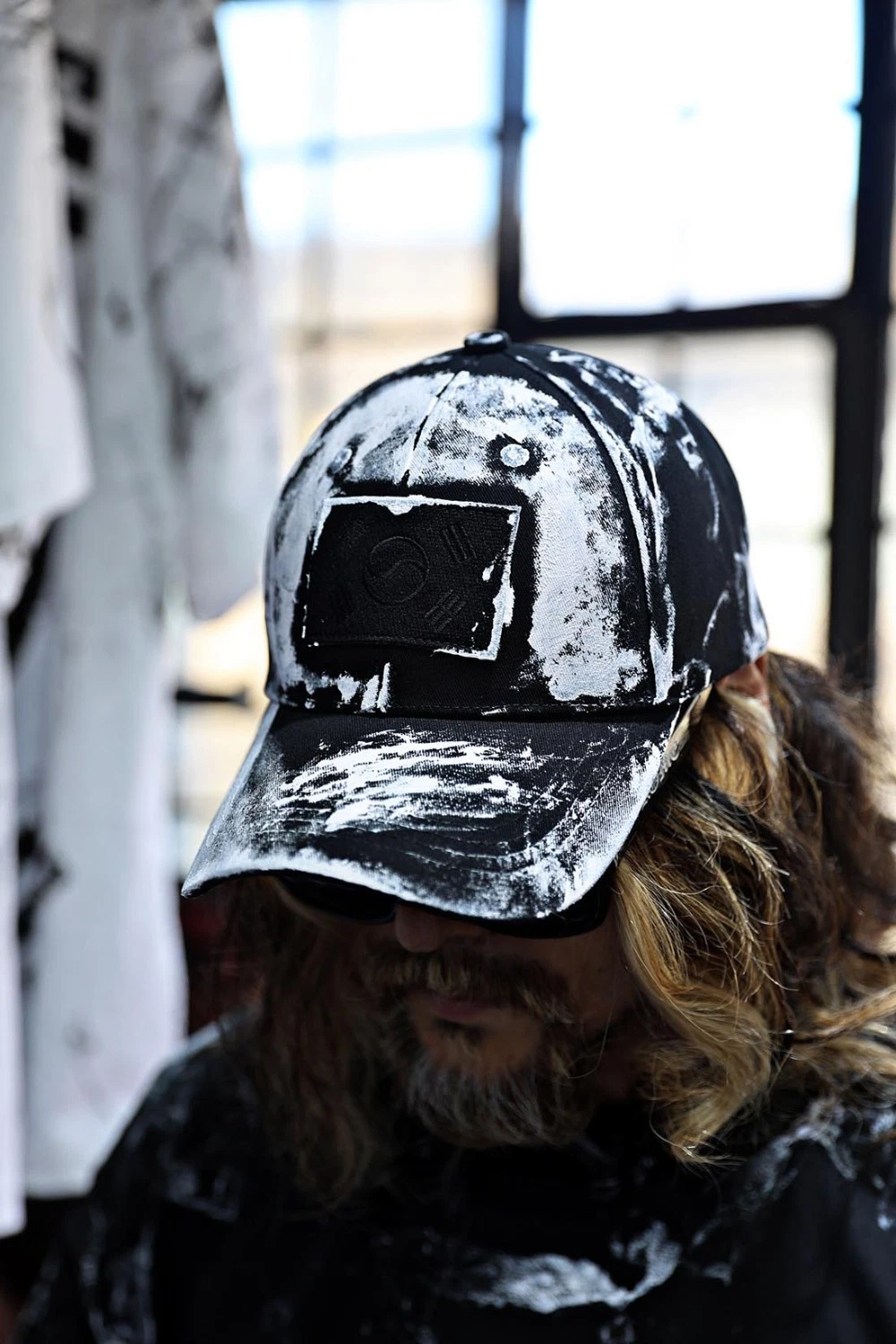ByTheR Rough Painting Taegeukgi Embroidery Patch Cotton Ball Cap Hat Black