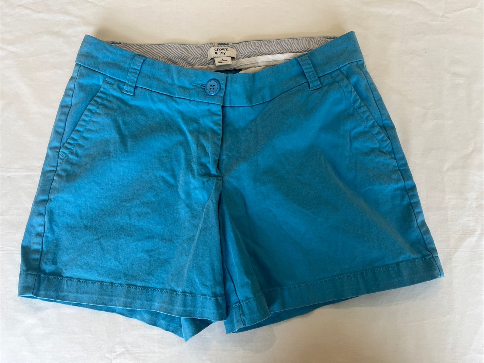 Crown and Ivy Caroline Women’s Shorts Light Blue Size2 Preppy Chino