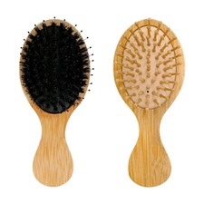 Bamboo Hair Brush Set Boar Bristle and Wooden Pin Brushes for Detangling Scalp M