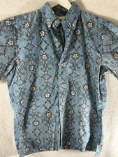 Reyn Spooner Mens Hawaiian Shirt Small Blue Floral Casual Biz Free Shipping Vtg