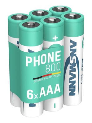 ANSMANN Akku AAA Micro 800 mAh 1,2V NiMH - 6 Stück, wiederaufladbar mit maxE