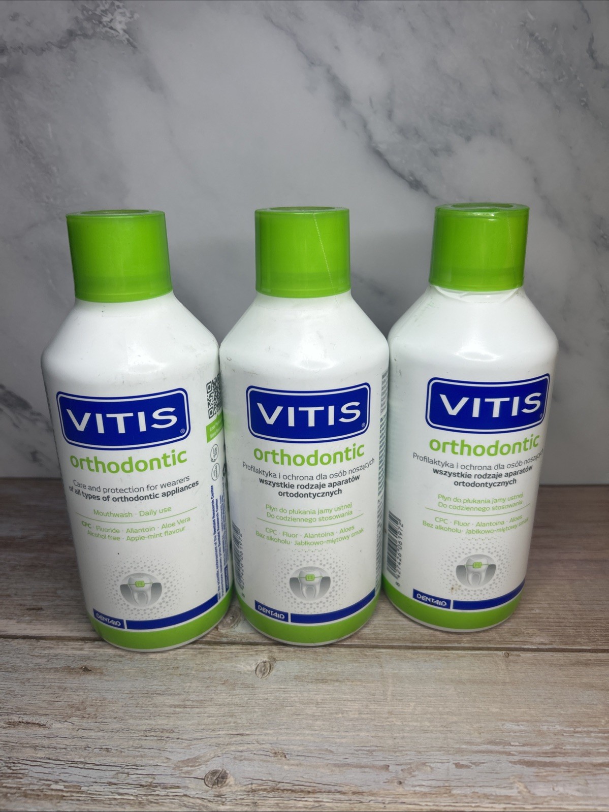 3 x VITIS Orthodontic Daily use mouthwash. 500ml. CPC, fluoride, allantoin, etc.