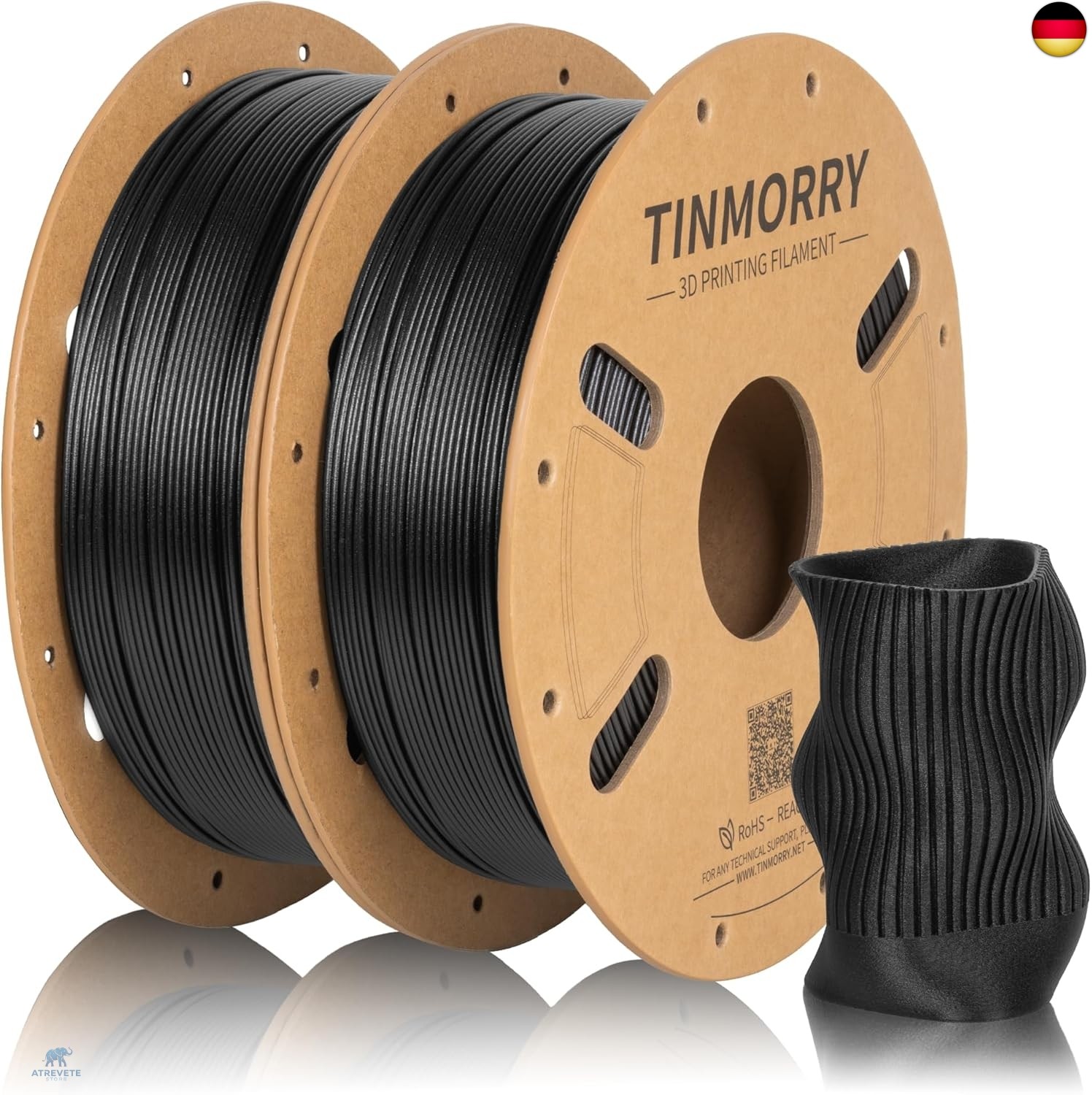 TINMORRY Carbon Fiber PETG Filament 1.75mm, PETG CF 3D Druck Filament, 1 KG x 2