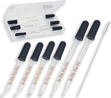 Glass Pipette Dropper Set 6 Pack 1ml Straight Bent Tips Cleaning Brush