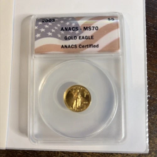 2003 $5 Gold 1/10 oz American Eagle ANACS MS70 ~ BEAUTIFUL COIN ~ 2