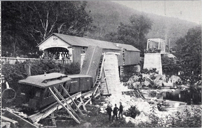 Postcard West River Railroad 1886 Bridge Collapse Battleboro VT Chrome Unposted