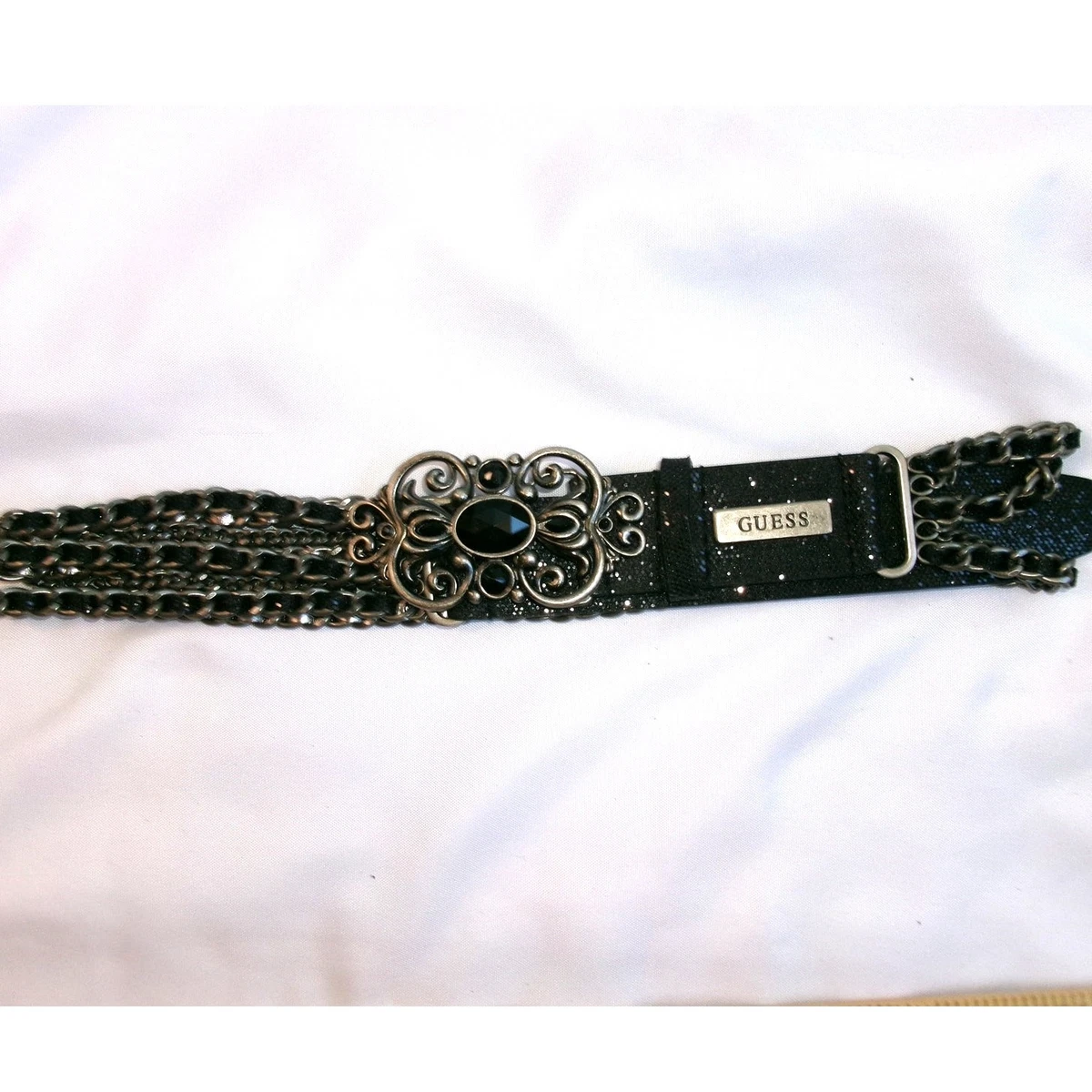 Black Red Rhinestone Chain Belt Triple Strand Adjustable Festival Felon Beaded Chain Belt Gold / Red | Princess Polly main image 2