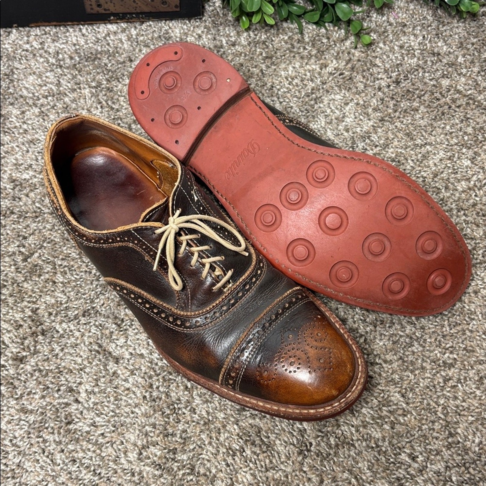 Allen Edmonds Strandmok Oxford with Dainite Rubber Sole Brown Saddle Sz 12D