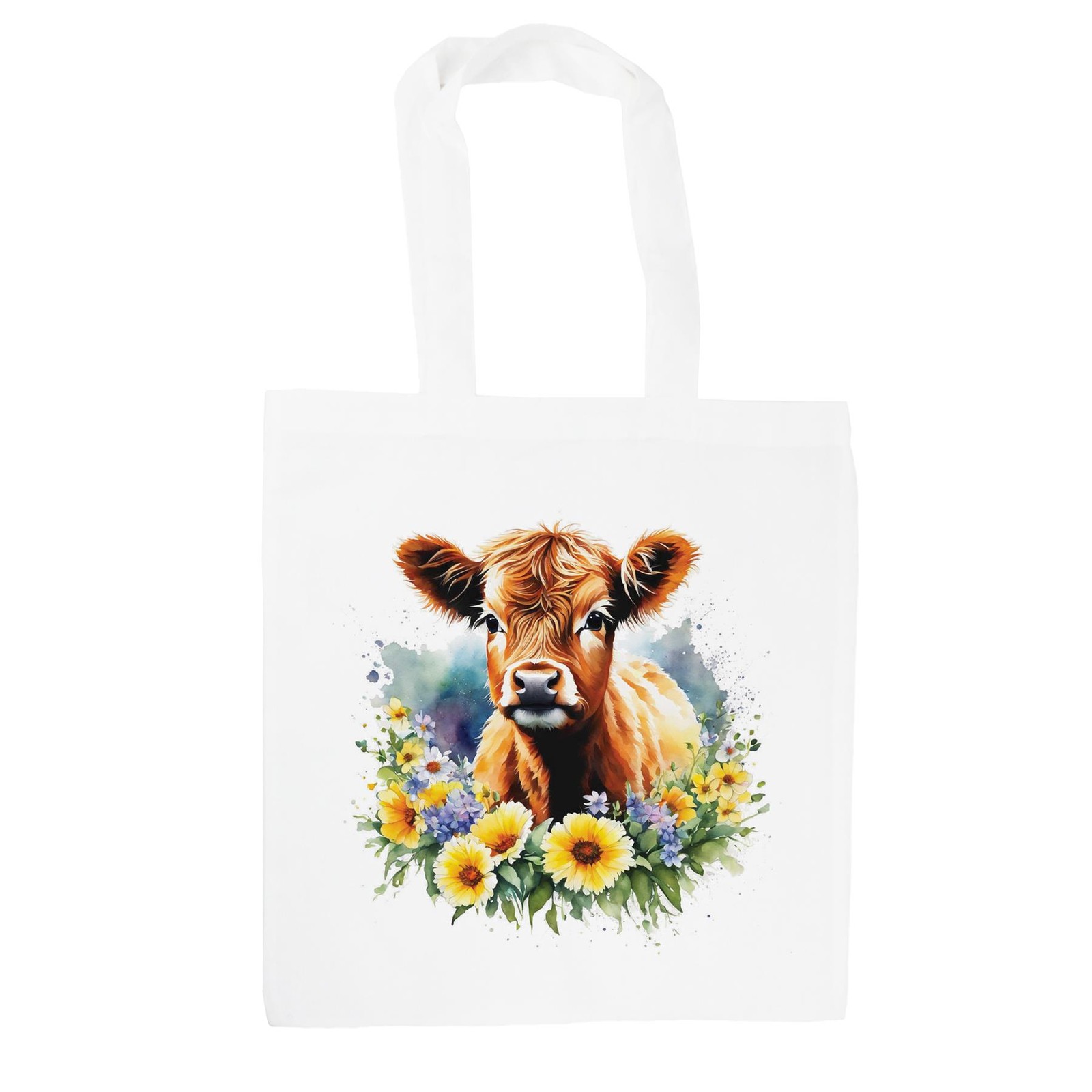 Highland Cow Shopping Bag - Floral Tote Bag Gifts for Animal Lovers