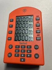 ThermoWorks TimeStack Rugged Digital Quad Kitchen Timer Orange Magnetic Back